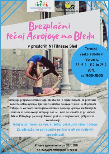 Brezplačni tečaj Acrojoge na Bledu