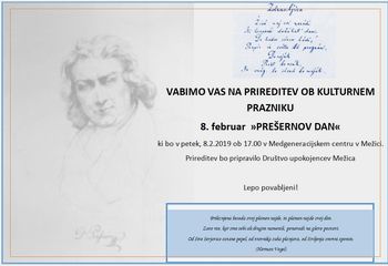 Prireditev ob Kulturnem prazniku 8.februar - Prešernov dan