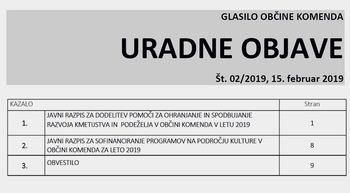 URADNE OBJAVE GLASILA OBČINE KOMENDA 02/2019 URADNE OBJAVE GLASILA OBČINE KOMENDA 02/2019