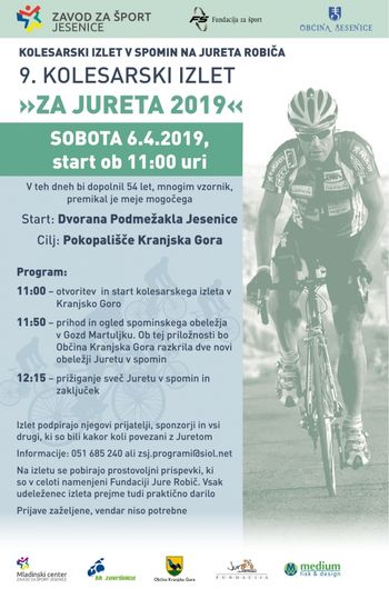 Kolesarski izlet v spomin na Jureta Robiča – Jesenice – Kranjska Gora	Izpostavljeno
