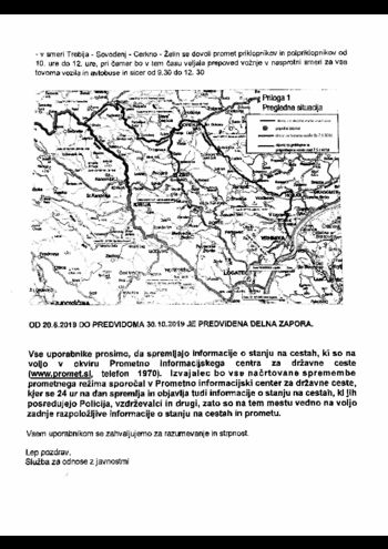 Sanacija brežnin in rekonstrukcija ceste Logatec - Žiri - delna in popolna zapora ceste