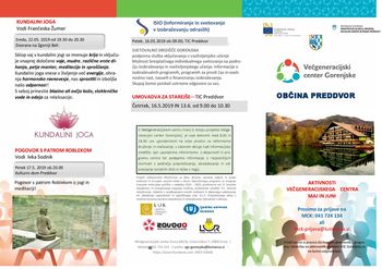 SPREMEMBA programa Aktivnosti Večgeneracijskega centra Gorenjske za maj in junij 2019
