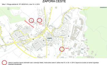 Zapora ceste Jačka, Naklo, Vodovodna cesta Zapora ceste Jačka, Naklo, Vodovodna cesta