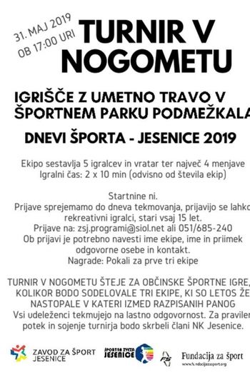 Dnevi športa: Turnir v nogometu