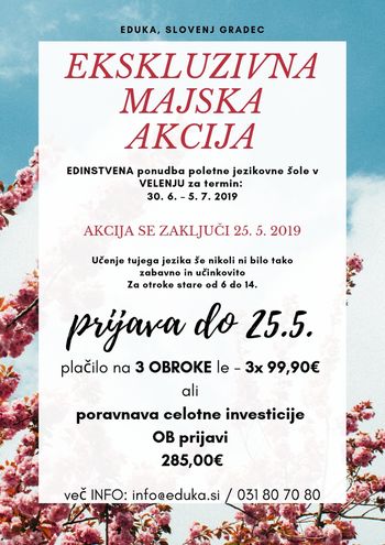 MAJSKA AKCIJA poletne jezikovne šole