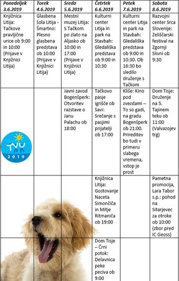 Napovednik TVU prireditev v obdobju 3. 6. 2019 - 8. 6. 2019