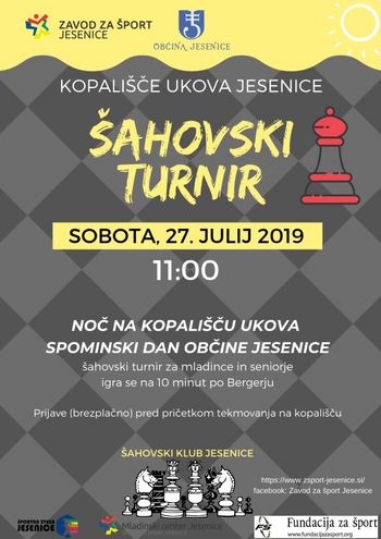 Spominski dan občine Jesenice - Noč na kopališču Ukova 2019: Šahovski turnir