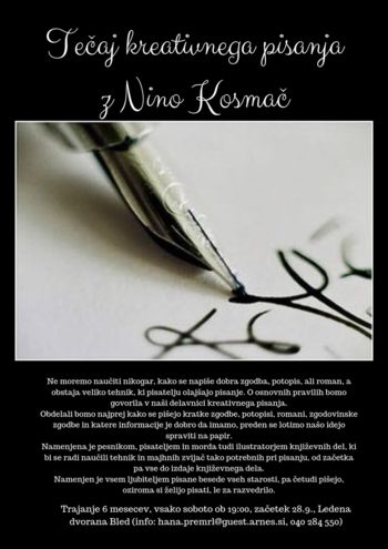 DELAVNICA KREATIVNEGA PISANJA, izvajalka Nina Kosmač