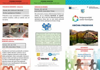 Septembrski program brezplačnih aktivnosti Večgeneracijskega centra Gorenjske za Preddvor