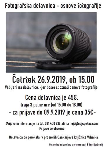 Vabljeni na fotografsko delavnico: osnove fotografije