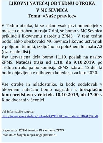 Likovni natečaj MC ob tednu otroka Likovni natečaj MC ob tednu otroka