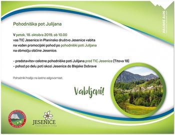 Vabljeni na odprtje pohodne poti Juliana (JULIANA TRAIL)