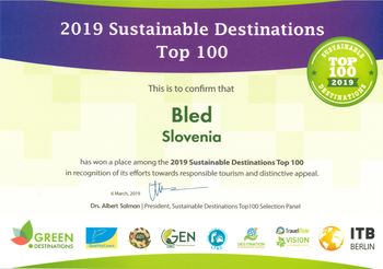 Bled ponovno med 100 najbolj trajnostnimi in zelenimi destinacijami sveta