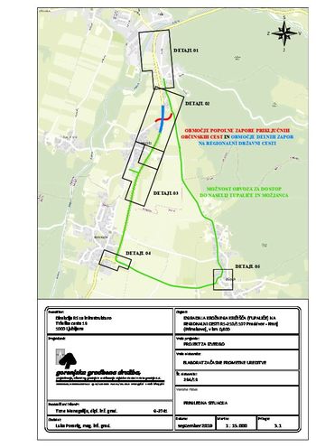 Polovična zapora državne ceste v Tupaličah