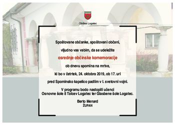 Osrednja občinska komemoracija  ob dnevu spomina na mrtve 2019