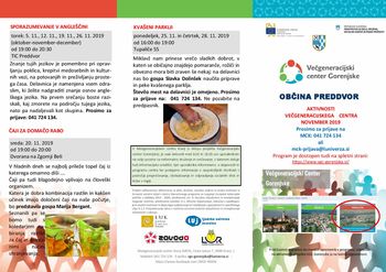 Novembrske aktivnosti Večgeneracijskega centra Gorenjske v Preddvoru 