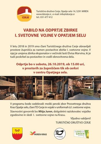 ODPRTJE ZBIRKE 1. SVETOVNE VOJNE V OPATJEM SELU