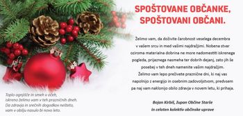 Praznično voščilo župana in občinske uprave