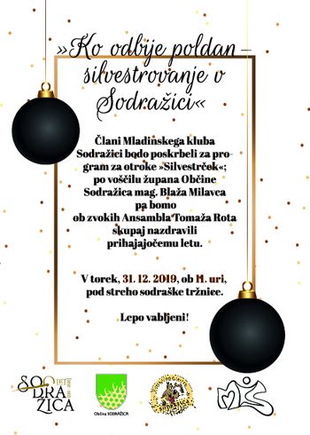 Vabilo na prireditev "Ko odbije poldan - silvestrovanje v Sodražici"
