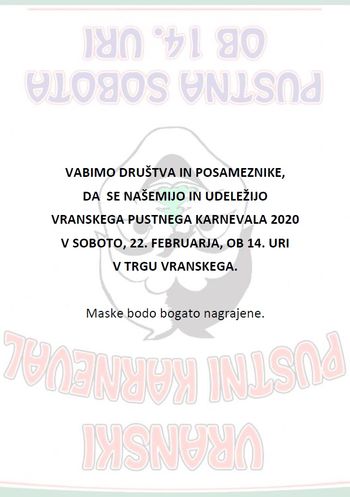 VABILO NA VRANSKI PUSTNI KARNEVAL