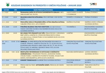KOLEDAR DOGODKOV JANUAR 2020