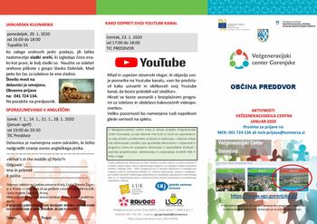 Aktivnosti večgeneracijskega centra v Preddvoru - januar 2020
