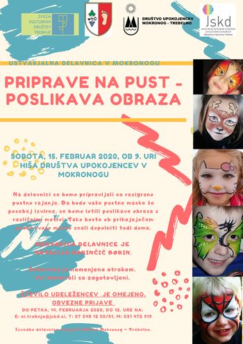Ustvarjalna delavnica v Mokronogu: Priprave na pust - poslikava obraza