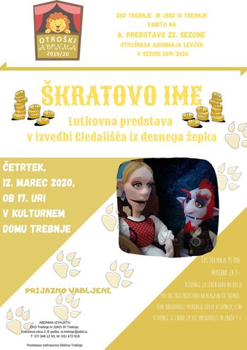 ODPOVEDANO - Otroški abonma Levček: Škratovo ime