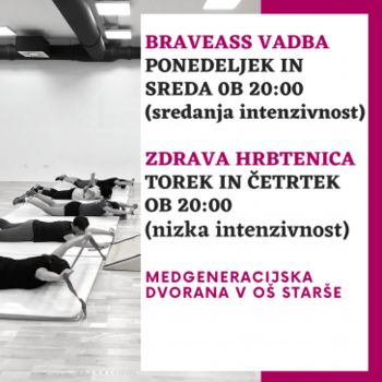Vadbi BRAVEASS in ZDRAVA HRBTENICA