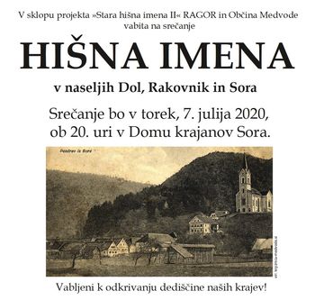 Srečanje "Stara hišna imena" v krajevni skupnosti Sora
