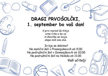 Vabilo prvošolčkom
