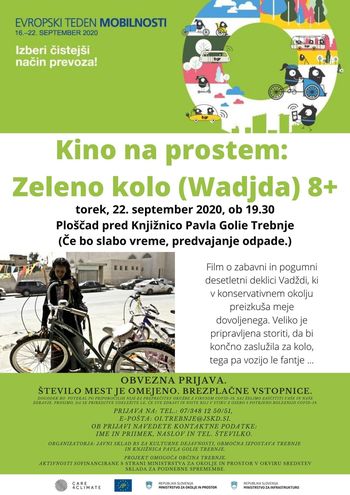 Evropski teden mobilnosti v Trebnjem: Kino na prostem - Zeleno kolo
