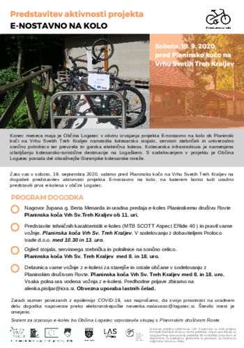 Predstavitev aktivnosti projekta E-NOSTAVNO NA KOLO - električna kolesa na Vrhu Sv. Treh Kraljev