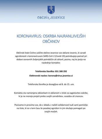 Aktivirana kontakta za pomoč najranljivejšim občanom