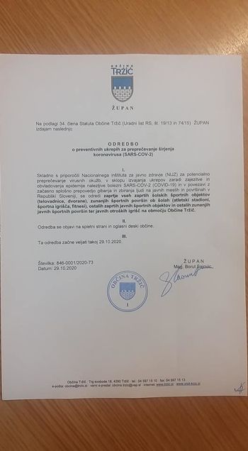 Zapiramo vse športne objekte v občini
