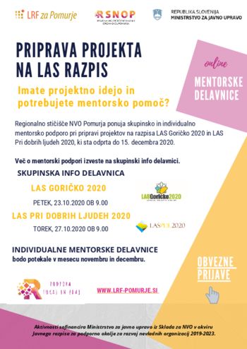 ONLINE DELAVNICI ZA PRIJAVO PROJEKTA NA RAZPIS LAS GORIČKO IN LAS PRI DOBRIH LJUDEH