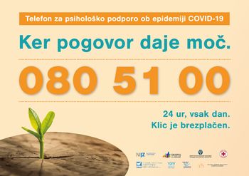 Številka telefona za psihološko podporo prebivalcem ob epidemiji 080 51 00.