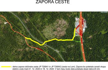 Delna zapora ceste na Lom
