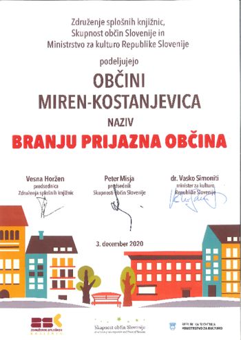 Naša občina prejela naziv Branju prijazna občina