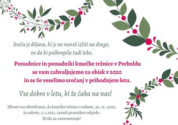 Kmečka tržnica 2.1. 2021 odpade