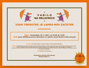 Vabilo na delavnico Vsak trenutek je lahko nov začetek