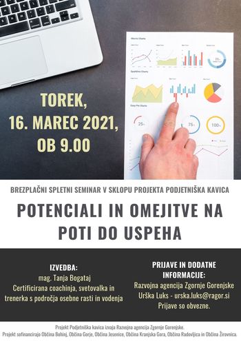 Brezplačna spletna delavnica POTENCIALI IN OMEJITVE NA POTI DO USPEHA 
