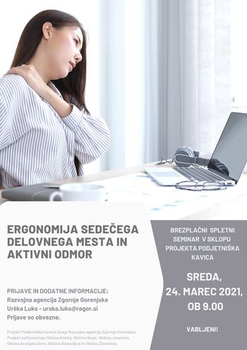 Brezplačna spletna delavnica ERGONOMIJA SEDEČEGA DELOVNEGA MESTA IN AKTIVNI ODMOR