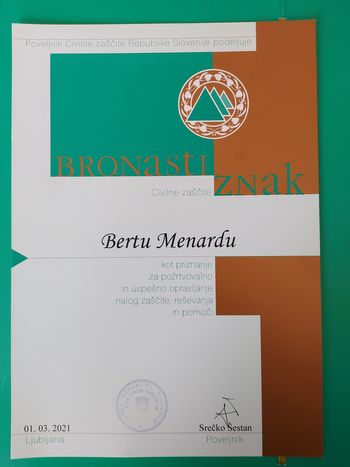 Županu Občine Logatec podeljen Bronasti znak Civilne zaščite RS