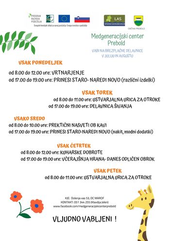 Medgeneracijski center Prebold - brezplačne delavnice