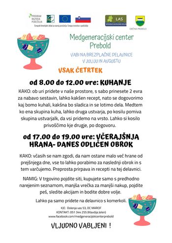 Medgeneracijski center - vsak četrtek kuhanje