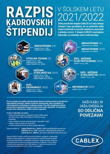 RAZPIS KADROVSKIH ŠTIPENDIJ SKUPINE CABLEX RAZPIS KADROVSKIH ŠTIPENDIJ SKUPINE CABLEX