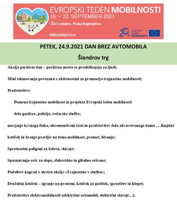 Vabljeni na prireditev Dan brez avtomobila
