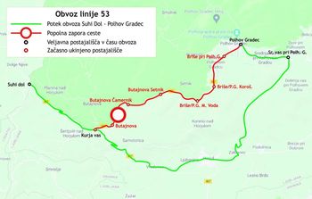 Obvoz avtobusne linije 53 Polhov Gradec–Suhi dol Obvoz avtobusne linije 53 Polhov Gradec–Suhi dol