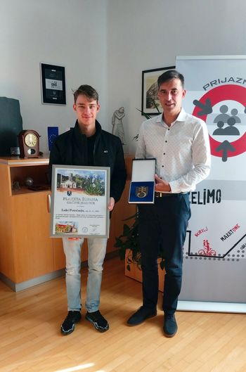 Plaketa župana za Luko Potočarja